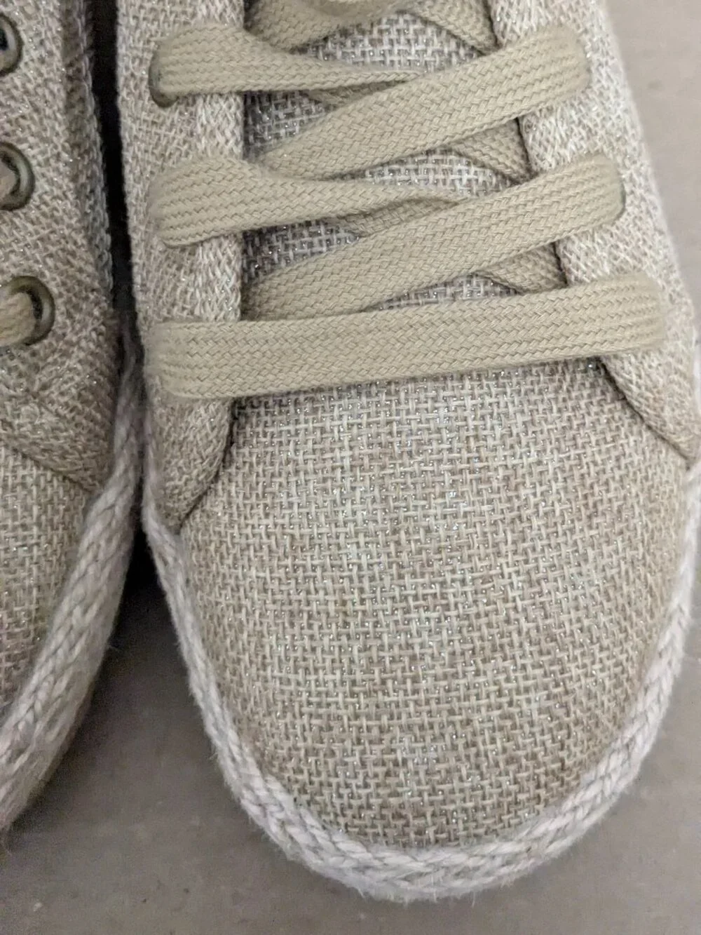 Tommy Bahama Women's Shoes Tan Linen Lace Up Espadrille Sneakers Casual Size 10